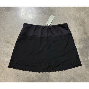 NWT Lucky In Love Women's Black Laser Bloom Tennis Golf Pickleball Skort Size L